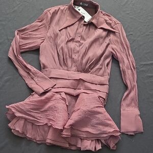 Anewsta Brown Button-Up Dress